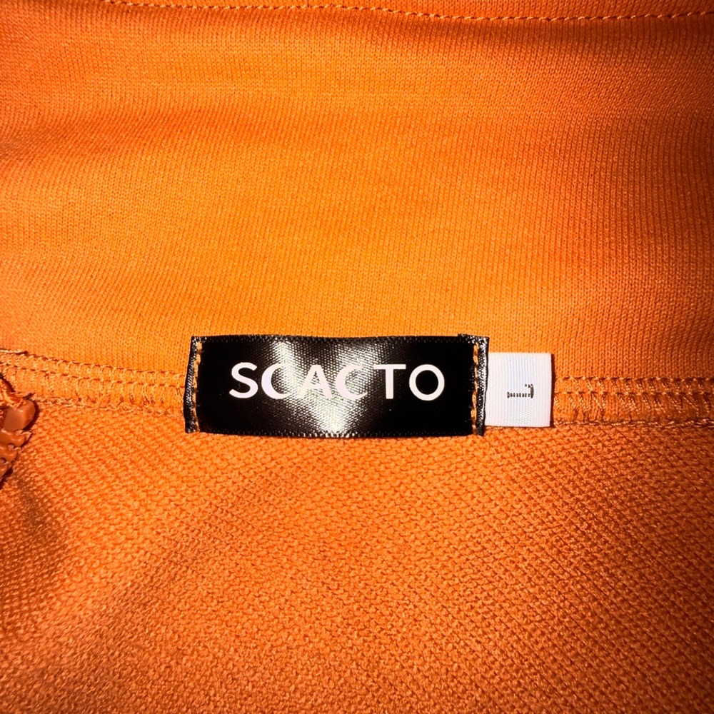Scacto Track Jacket Womens Large Orange Excellent Full Zip Mock Neck Lightweight - Picture 4 of 7